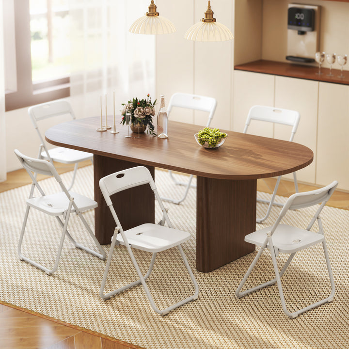 Conjunto de 6 Cadeiras Dobráveis de Plástico e Aço Cadeiras Dobráveis com Encosto Curvo Assento Côncavo com Ventilação Para Espaços Pequenos Sala de Estar Sala de Jantar Cozinha 48,5x47x75 cm Branco