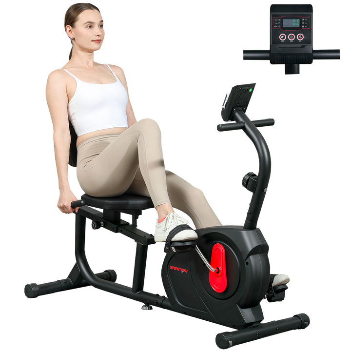 Bicicleta Estática Silenciosa de 8 Níveis de Resistência Magnética com Assento Ajustável Ecrã LCD e Suporte para Telemóvel para Treino em Casa Carga 100 kg 103-139x61x100,5 cm Preto