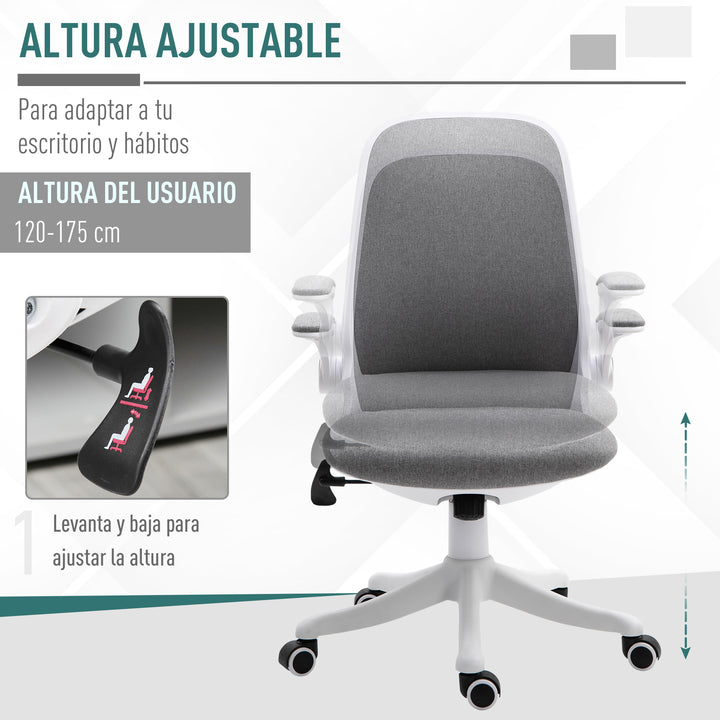 Cadeira de escritório giratória Função de inclinação Carga 120 kg 62,5x60x90-98 cm Cinza