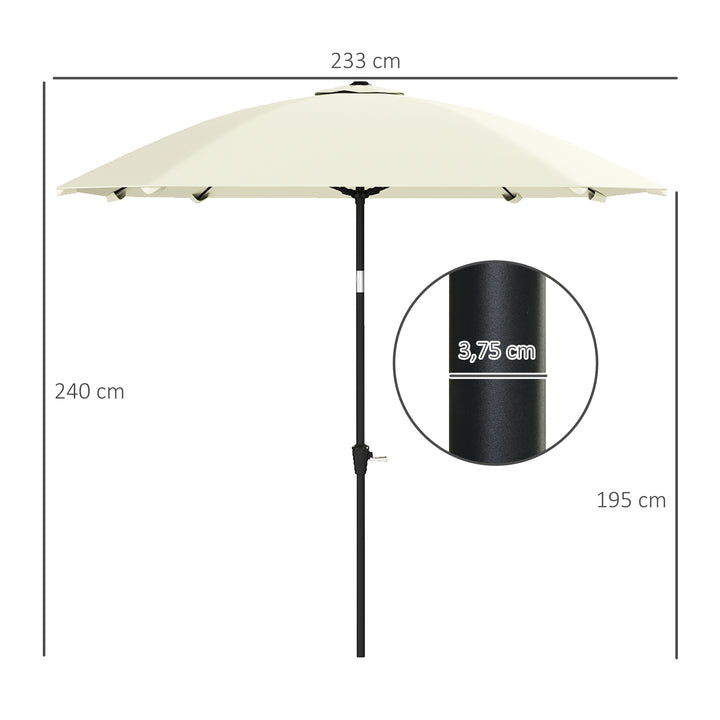 Chapéu de Sol de Exterior 233x233 cm Chapéu de Sol de Jardim com Ângulo Ajustável Impermeável Mastro de Alumínio Varas de Fibra de Vidro e Manivela Creme