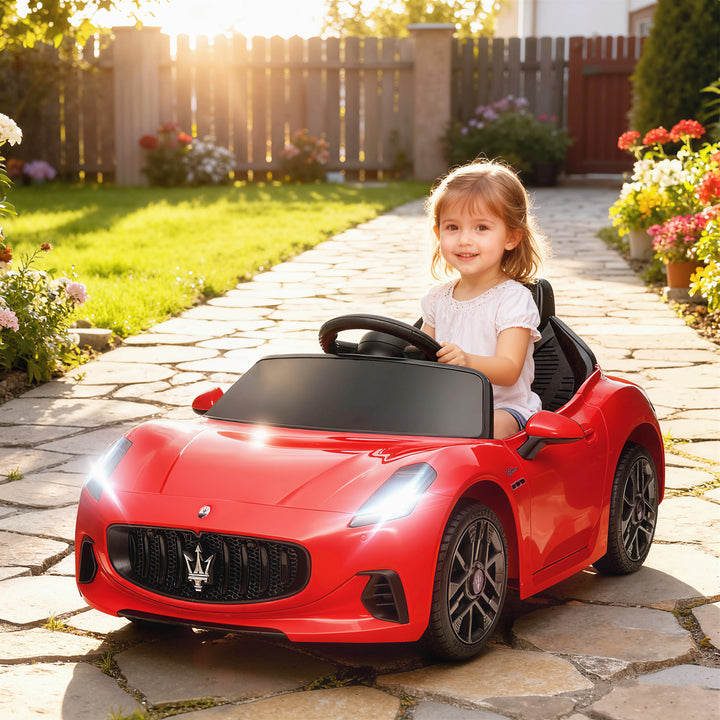 Carro Elétrico para Crianças acima de 3 Anos Carro Maserati Gran Turismo Folgore Carro Elétrico com Bateria 12V Controlo Remoto Faróis Buzina e Música MP3 98x59x43 cm Vermelho