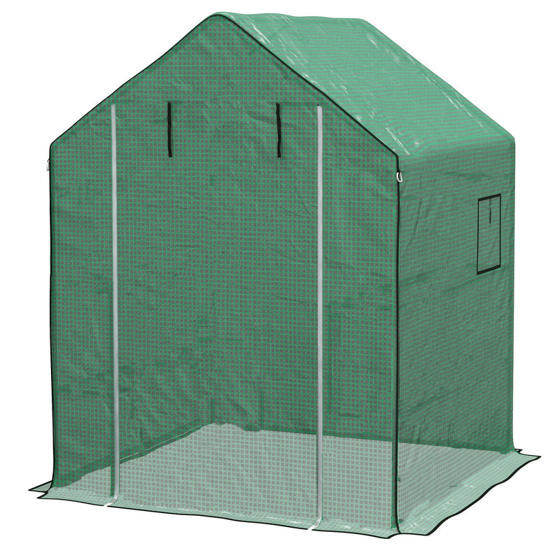 Cobertura para Estufa 140x143x190 cm Cobertura de Substituição para Estufa com Janela, Porta com Fecho Éclair Anti-UV, Proteção de Plantas para Jardim, Verde