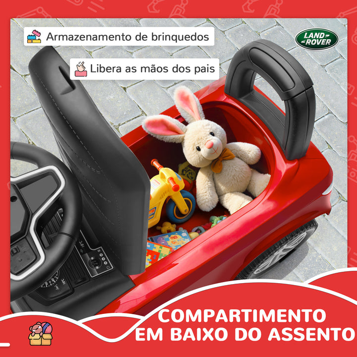 Carro Andador Infantil com Licença de Land Rover Carro Andador para Crianças de 18-36 Meses com Armazenamento Volante Buzina Sons de Motor 65,5x28x42 cm Vermelho
