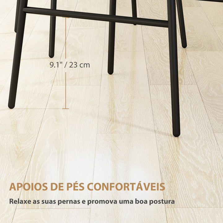 Conjunto de 2 Bancos Altos de Cozinha Bancos de Bar com Encosto e Assento em Vime Sintético Carga 120 kg Bancos de Bar Modernos para Cozinha Sala de Jantar 43x56x101 cm Marrom Claro