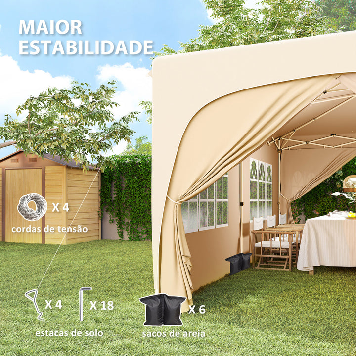 Tenda Dobrável tenda 3x6 m com Painéis Laterais UPF50+ Tenda de Jardim com Altura Ajustável e Bolsa de Transporte para Campismo Festas Pátio Areia