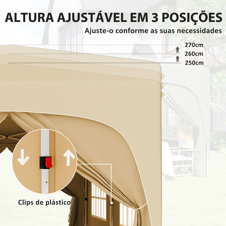 Tenda Dobrável tenda 3x6 m com Painéis Laterais UPF50+ Tenda de Jardim com Altura Ajustável e Bolsa de Transporte para Campismo Festas Pátio Areia