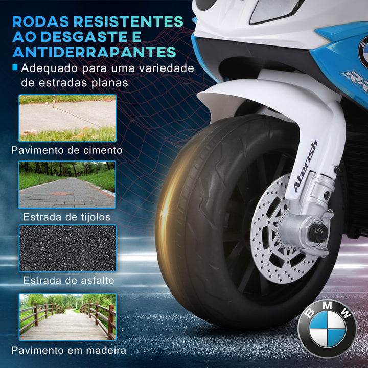 Mota Elétrica BMW para Crianças entre 18-36 Meses 6V com Faróis Música e Velocidade Máx. de 2,5 km/h 66x37x44 cm Azul