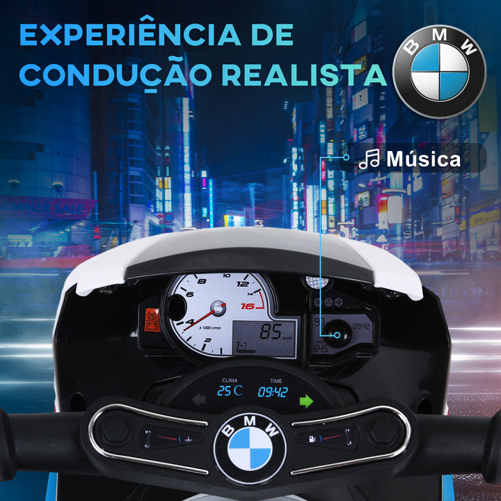 Mota Elétrica BMW para Crianças entre 18-36 Meses 6V com Faróis Música e Velocidade Máx. de 2,5 km/h 66x37x44 cm Azul