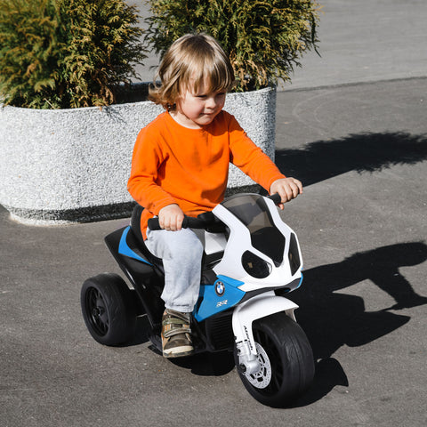 Mota Elétrica BMW para Crianças entre 18-36 Meses 6V com Faróis Música e Velocidade Máx. de 2,5 km/h 66x37x44 cm Azul