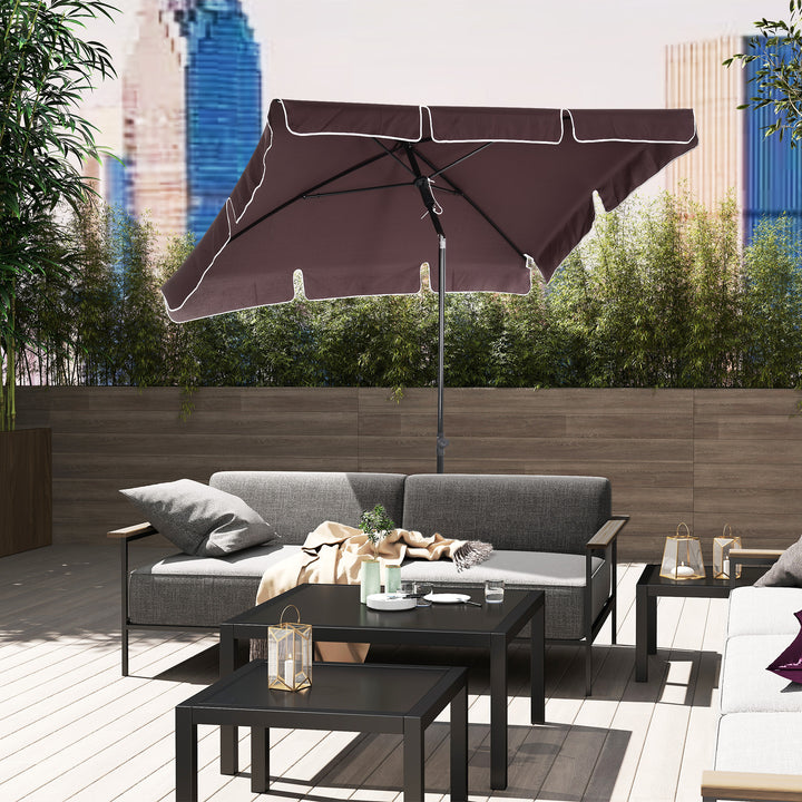 Para-sol reclinável do jardim - Cor marron - Poliéster, Alumínio e Ferro - 198x130x240 cm