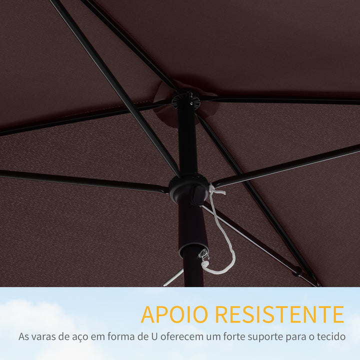 Para-sol reclinável do jardim - Cor marron - Poliéster, Alumínio e Ferro - 198x130x240 cm