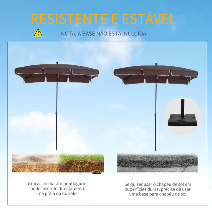 Para-sol reclinável do jardim - Cor marron - Poliéster, Alumínio e Ferro - 198x130x240 cm