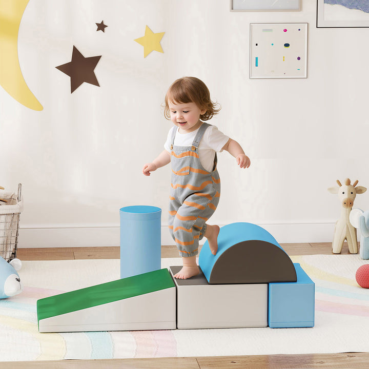 Conjunto de 5 Blocos de Psicomotricidade para Crianças Blocos de Construção Figuras de Construção Brinquedo de Aprendizagem para Escalar Gatear Multicor