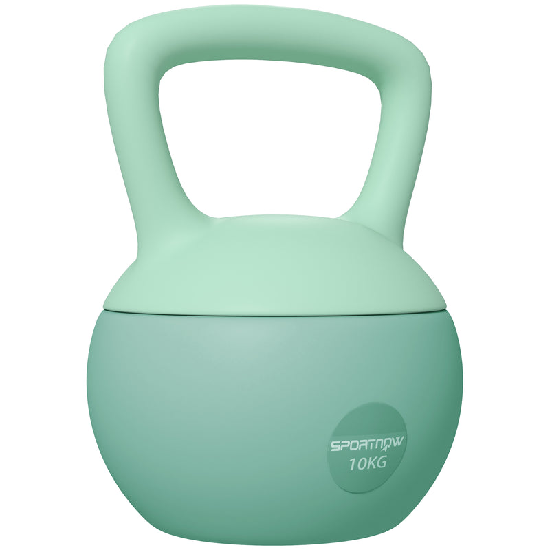 Kettlebell de 10 kg Pesa Russa Preenchida de Areia Metálica e Alça Antiderrapante para Treino de Musculação em Casa Ginásio 21x21x30 cm Verde