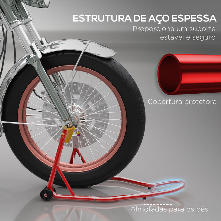 Cavalete Universal tipo Suporte Dianteiro de Mota Portátil e Móvel – Cor Vermelho – Aço – 80x50x40 cm