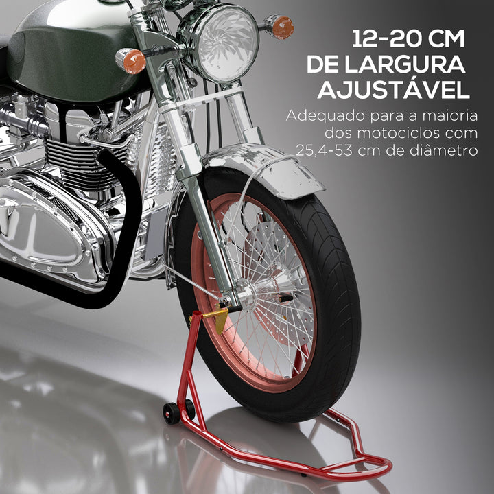 Cavalete Universal tipo Suporte Dianteiro de Mota Portátil e Móvel – Cor Vermelho – Aço – 80x50x40 cm