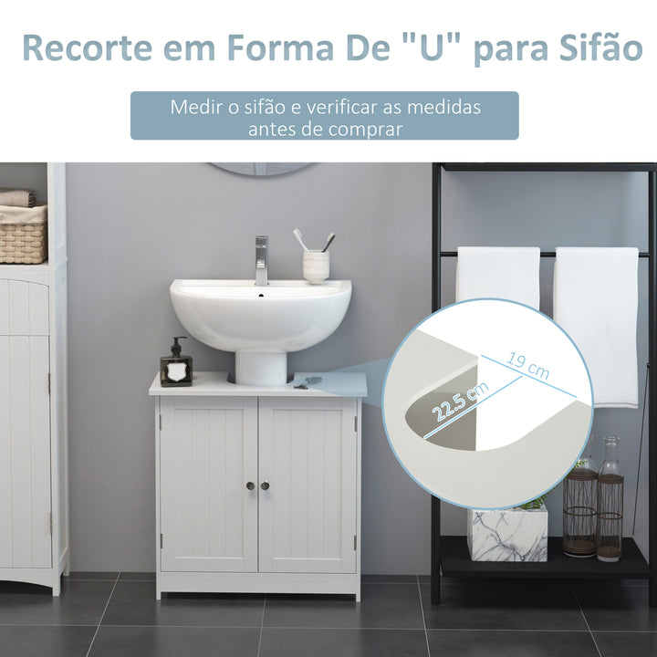 Armário para Casa de Banho com Espaço Grande e com Porta - Cor: Branco - Madeira - 60 x 30 x 60 cm