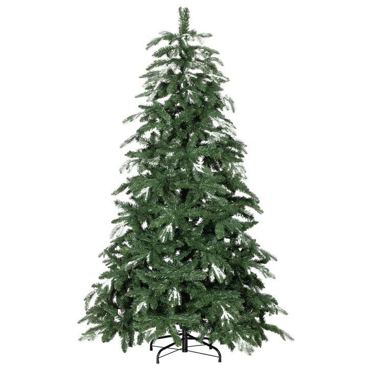 Árvore de Natal Artificial 180 cm Ramos Realistas com Efeito Neve Árvore de Natal com Suporte em Aço Base Dobrável Montagem Rápida Decoração de Natal para Casa Festa Verde