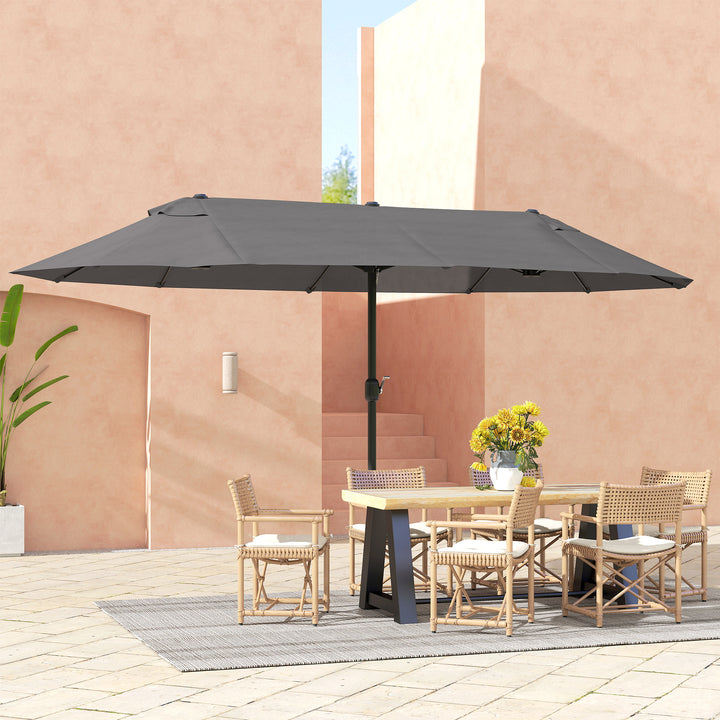 Pára-sol Duplo para Tendas de Jardim Terraço Toldos de Tecido de Poliéster Sombrinha Gigante para a Praia Proteção Solar UV 460x240 cm Cinza