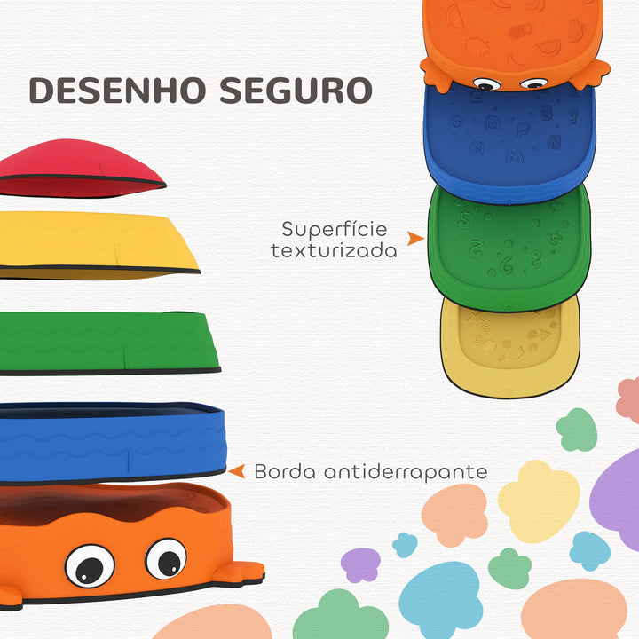Conjunto de Pedras de Equilíbrio Empilháveis para Crianças de 5 Peças Jogo de Equilíbrio para Crianças acima dos 2 Anos Forma de Rã Antiderrapantes para Interior e Exterior Multicolor