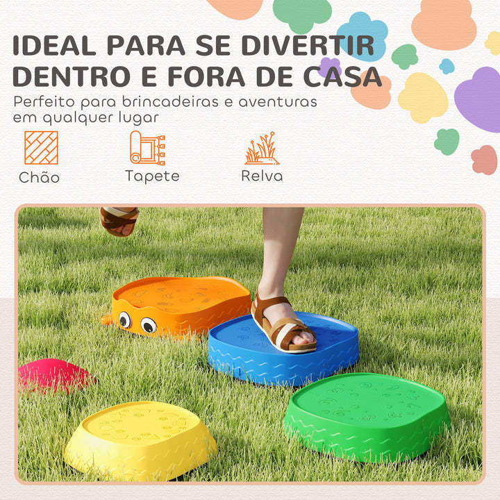 Conjunto de Pedras de Equilíbrio Empilháveis para Crianças de 5 Peças Jogo de Equilíbrio para Crianças acima dos 2 Anos Forma de Rã Antiderrapantes para Interior e Exterior Multicolor