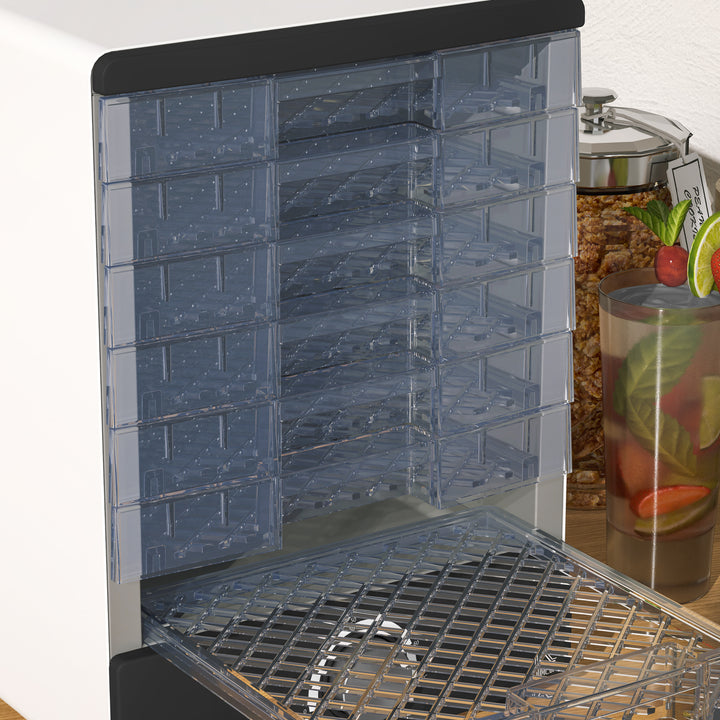Desidratador de Alimentos 350W Desidratador de Alimentos com 7 Bandejas Temperatura Ajustável 40-70? Desidratador de Fruras Verduras para Animais de Estimação 30x22,8x32,6 cm Branco