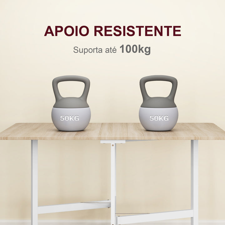 Mesa Dobrável de Cozinha para 4-6 Pessoas Mesa de Sala de Jantar Dobrável com Rodas e Laterais Dobráveis Mesa para Cozinha 120x80x73 cm Madeira