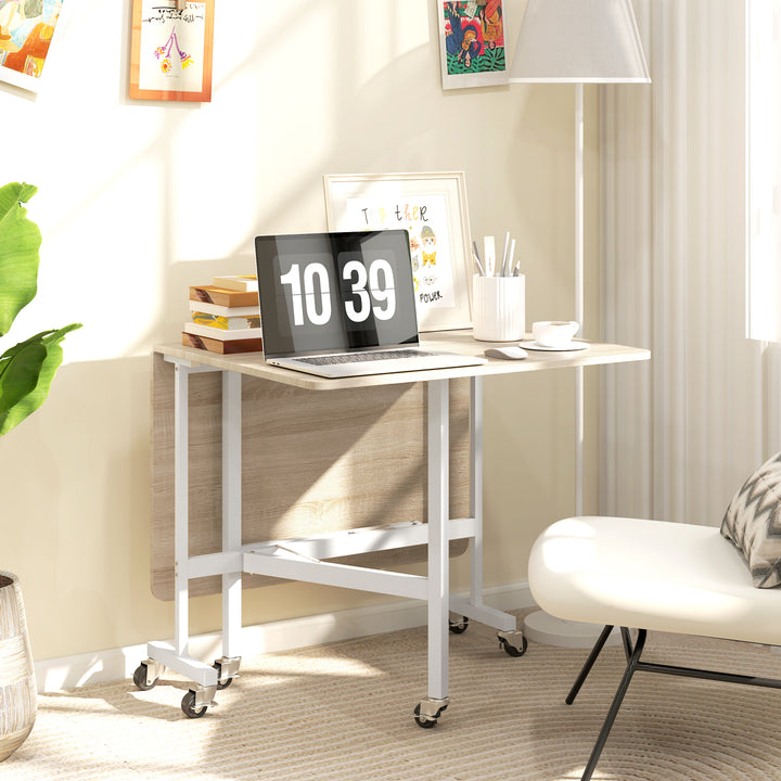 Mesa Dobrável de Cozinha para 4-6 Pessoas Mesa de Sala de Jantar Dobrável com Rodas e Laterais Dobráveis Mesa para Cozinha 120x80x73 cm Madeira