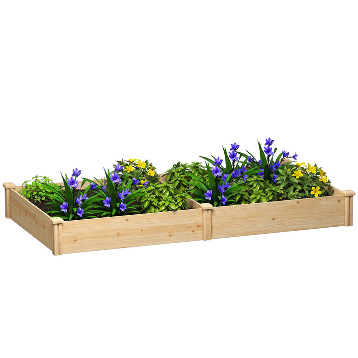 Floreira Elevada em Madeira Horta Urbana para Cultivar Plantas Vaso Exterior com Divisor e Base Aberta Pintura DIY para Jardim Terraço 235x121x26 cm Madeira