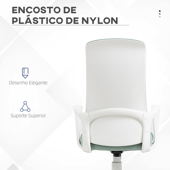 Cadeira de Escritório Giratória com Altura Ajustável Cadeira de Escritório Ergonómica com Apoio para os Braços Função de Inclinação e Encosto Alto 62x56x110-119,5 cm Verde