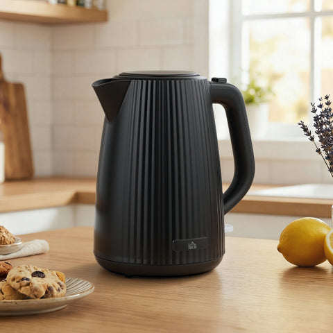 Fervedor de Água Elétrico 1,7 L, 2200 W, Aquecedor de Água Elétrico com Desligamento Automático, Base Giratória 360°, Filtro Antical Removível, Preto