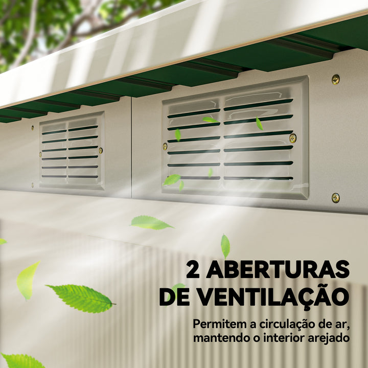 Barracão de jardim tipo galpão de metal para armazenamento de ferramentas 277x130x173cm Aço verde