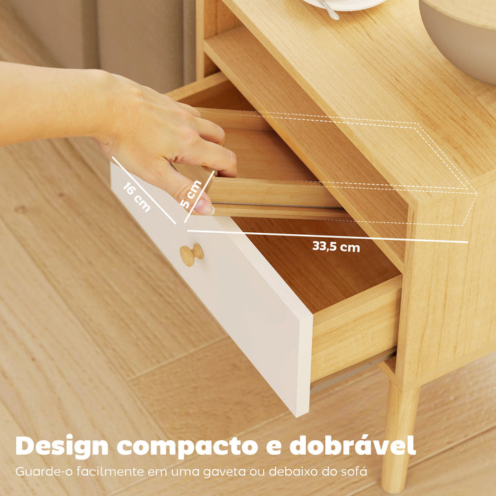 Bandeja de Braço para Sofá em Bambu Bandeja para Apoio de Braço de Sofá Dobrável e Flexível com Base Antiderrapante Mesa Lateral para Snacks Telemóveis Controlos e Bebidas 45x33,5x3 cm Madeira