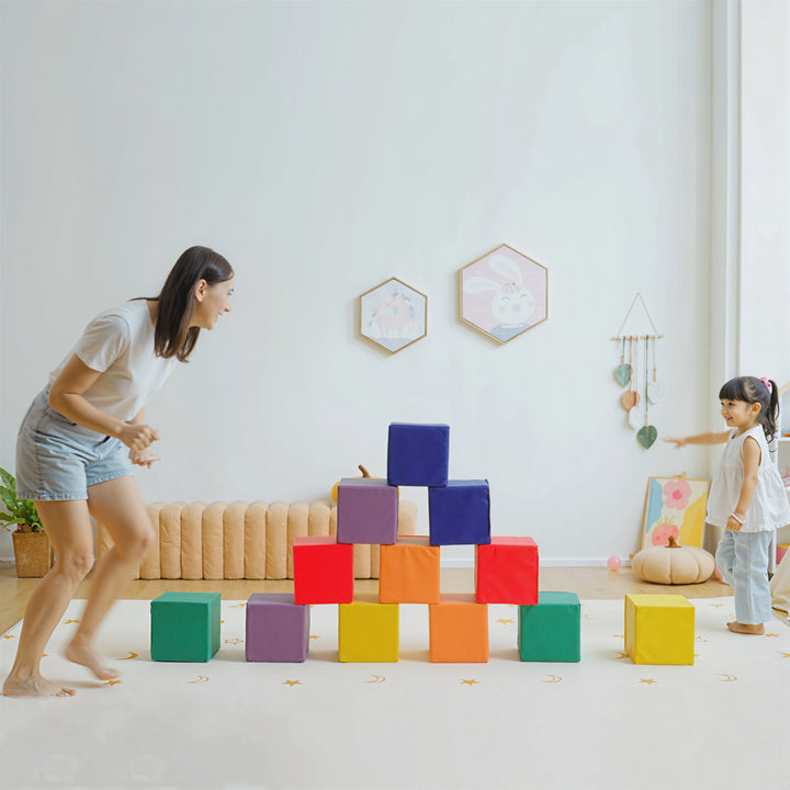 Conjunto de 12 Blocos Psicomotricidade para Crianças Blocos de Construção Figuras de Construção Brinquedo para Aprendizagem Multicor