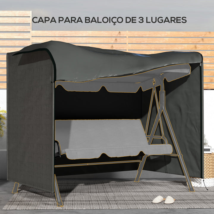 Capa para Móveis de Jardim Capa Protetora para Baloiços de Exterior com Fecho de Correr 205x124x164 cm Cinza Escuro