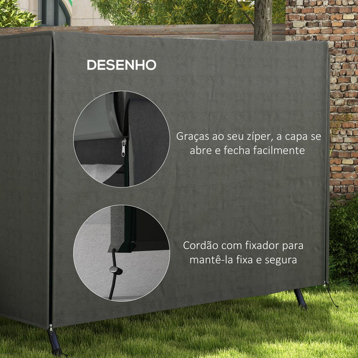 Capa para Móveis de Jardim Capa Protetora para Baloiços de Exterior com Fecho de Correr 205x124x164 cm Cinza Escuro