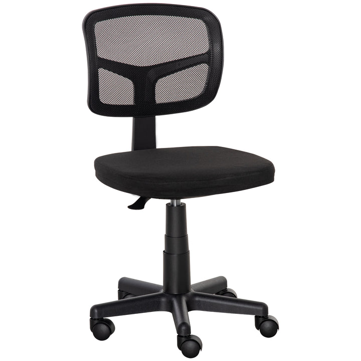 Cadeira de Escritório Ergonómica de Malha Cadeira de Escritório Giratória 360° com Altura Ajustável Suporte Lombar Respirável e Rodas 43x48x77,5-89,5cm Preto