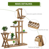 Suporte para Plantas Estante para Plantas de Madeira Estante para Flores com 5 Níveis Carga Máxima 60 kg para Interior Exterior 98x28x95 cm Madeira Carbonizada