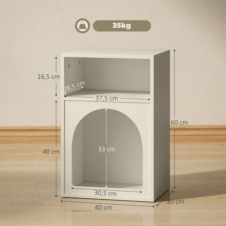 Mesa de Cabeceira Moderna Mesa de Cabeceira Estreita com 2 Compartimentos Abertos Desenho em Forma de Arco Mesa Auxiliar para Sala de Estar Quarto 40x30x60 cm Creme