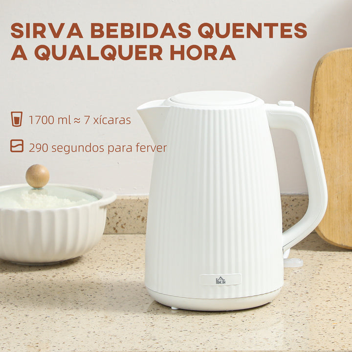 Jarro Elétrico 1,7 L, 2200 W, Aquecedor de Água com Desligamento Automático, Base Giratória 360°, Filtro Anticalcário Removível, Creme