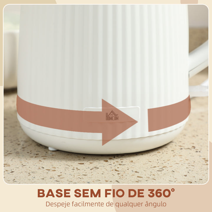 Jarro Elétrico 1,7 L, 2200 W, Aquecedor de Água com Desligamento Automático, Base Giratória 360°, Filtro Anticalcário Removível, Creme