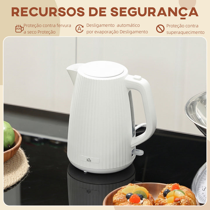 Jarro Elétrico 1,7 L, 2200 W, Aquecedor de Água com Desligamento Automático, Base Giratória 360°, Filtro Anticalcário Removível, Creme