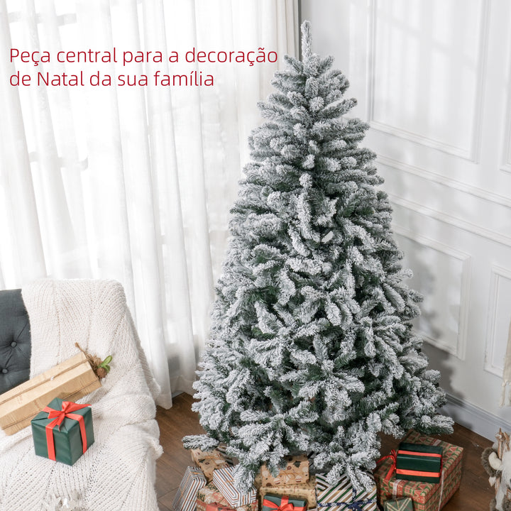 Árvore de Natal 180 cm Árvore de Natal Artificial Nevado com 796 Ramos e Suporte de Metal Árvore Natalina para Sala Interior Verde