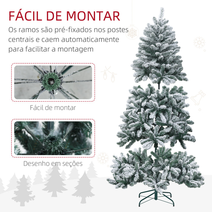 Árvore de Natal 180 cm Árvore de Natal Artificial Nevado com 796 Ramos e Suporte de Metal Árvore Natalina para Sala Interior Verde