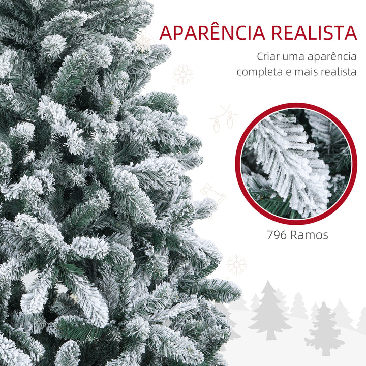 Árvore de Natal 180 cm Árvore de Natal Artificial Nevado com 796 Ramos e Suporte de Metal Árvore Natalina para Sala Interior Verde
