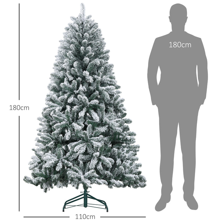 Árvore de Natal 180 cm Árvore de Natal Artificial Nevado com 796 Ramos e Suporte de Metal Árvore Natalina para Sala Interior Verde