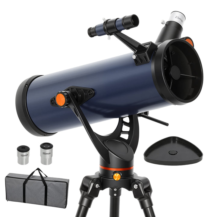Telescópio Refletor Astronómico, Abertura de 114 mm, 40X/100X, 1000 mm Telescópio para Adultos, Principiantes e Crianças, com Tripé Ajustável e Bolsa de Transporte