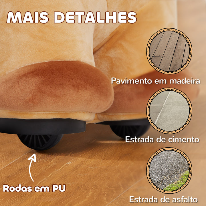 Cavalo Elétrico para Crianças de 18 a 36 Meses Cavalo de Brincar Elétrico com Bateria 6V Rodas e Música Carga 25 kg 69x34x53 cm Marrom