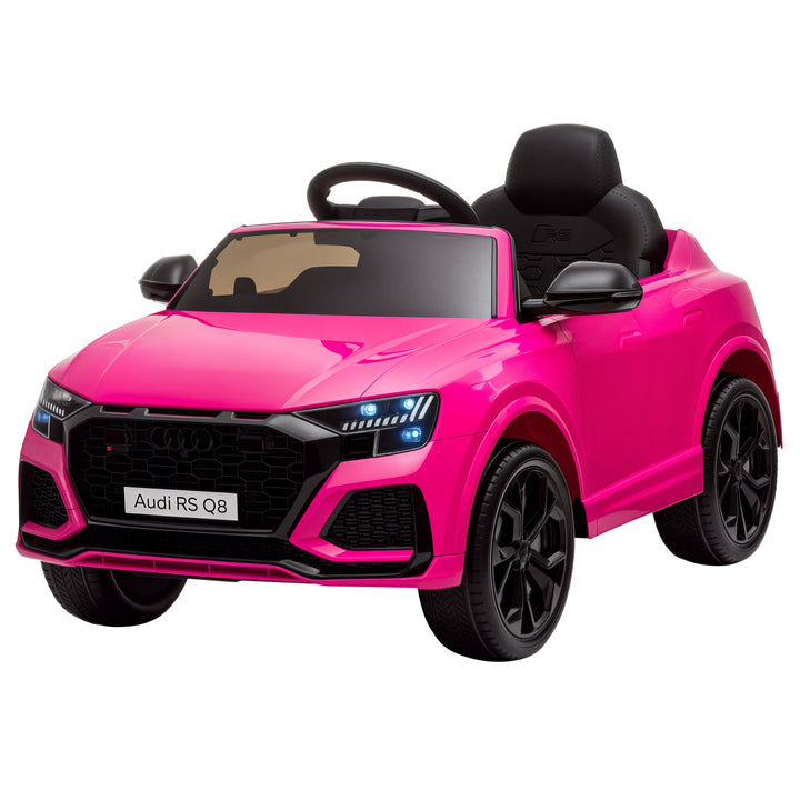 Carro Elétrico Infantil acima de 3 anos Licença Audi RS Q8 com Bateria 6V Controle a Distância Música MP3 Buzina e Luzes Velocidade Máx. 3km/h 101x62x51cm Rosa
