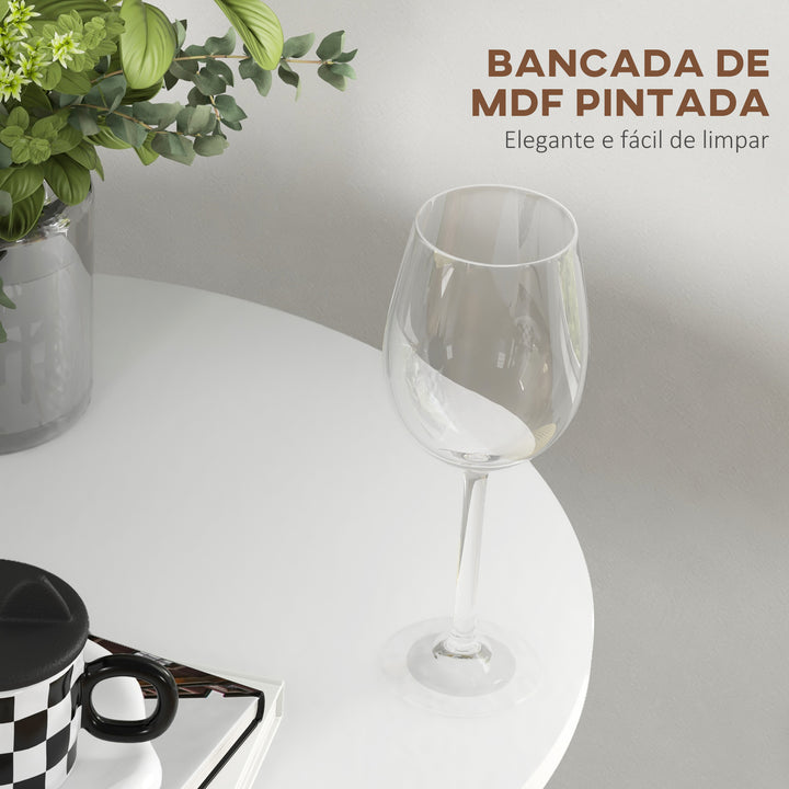 Mesa de Bar Redonda Mesa Alta de Cozinha Moderna com Bancada Pintada e Estrutura de Aço para 2 Pessoas para Casa Sala de Jantar Ø60x102 cm Branco